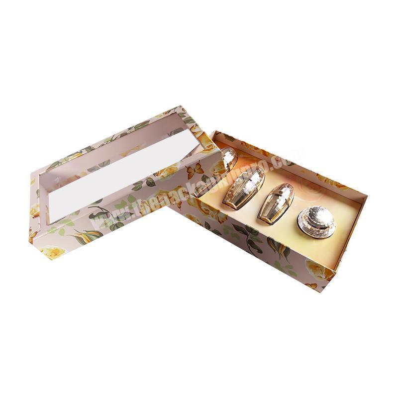 Custom Size Retail Die Cut Diffuser Facial Cleaning Set Exquisite Eva Filler Felt Festival Gift Box with Window ribbon
