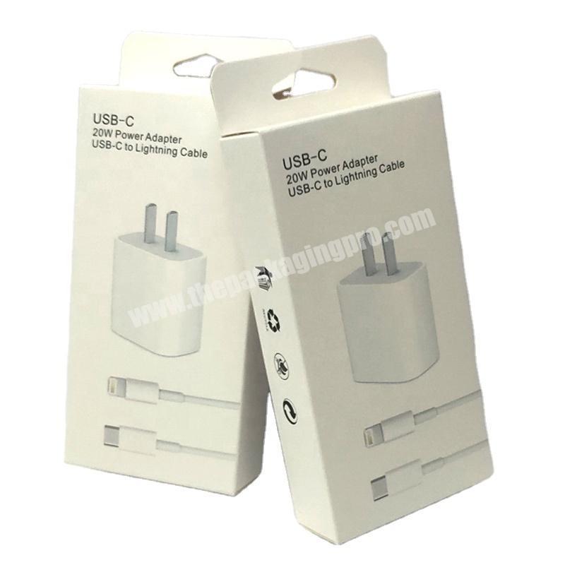 Custom Small White Retail Data Cable Packaging Boxes Customised Mobile Charger Packing Box