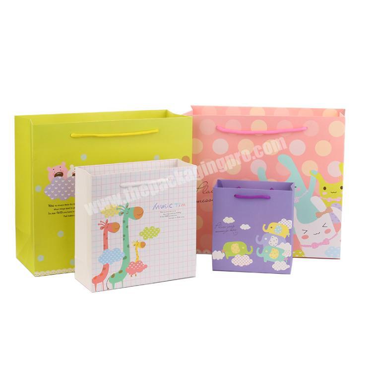 Custom birthday gift packaging shopping bag paper children animal cartoon print paper bags