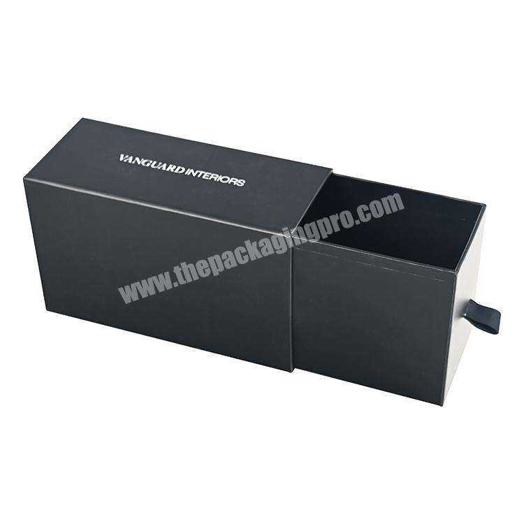 Custom black small rigid drawer box packaging slide package box