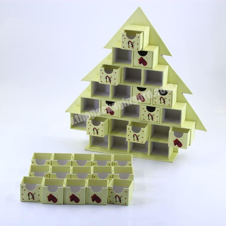 Custom blank advent calend box Storage Decorative Tree Shaped Paper Cardboard Packaging Christmas advent calendar Gift Box
