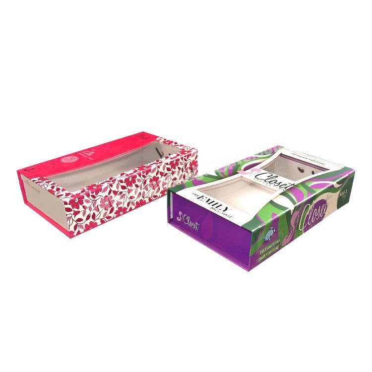 Custom cardboard women's socks packaging paper box with plastic window