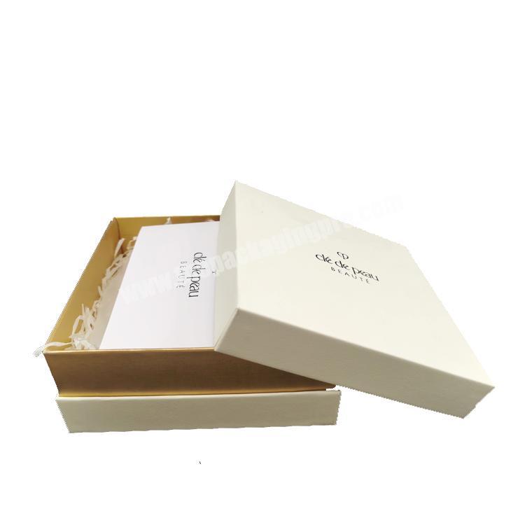 Custom logo printed rigid cardboard lid and base box packaging luxury cosmetic gift box support custom