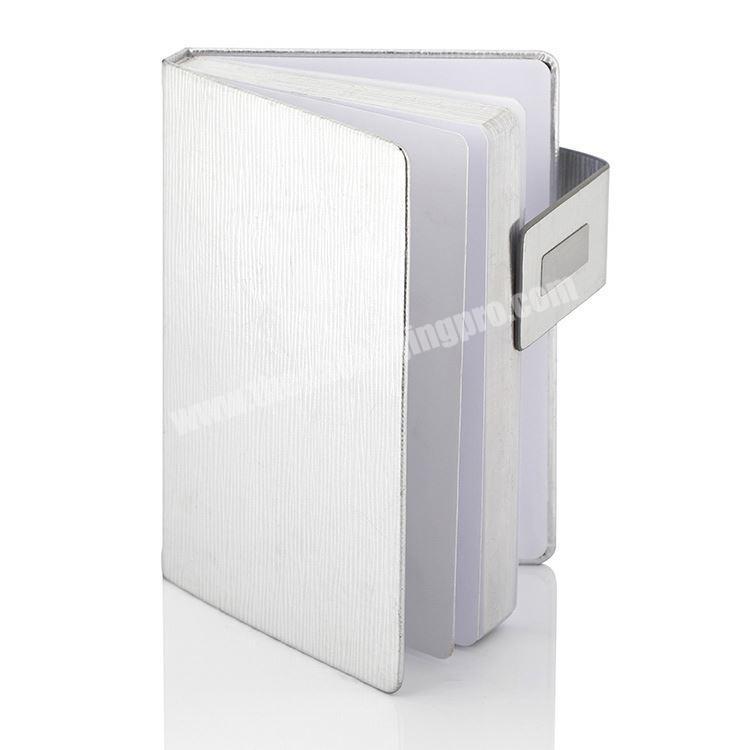Custom logo white hardcover notebook with magnetic closure