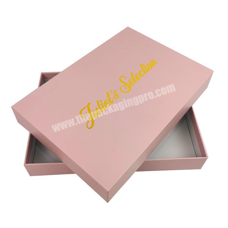 Custom pink cardboard box luxury gift box with own logo eco-friendly base and lid box