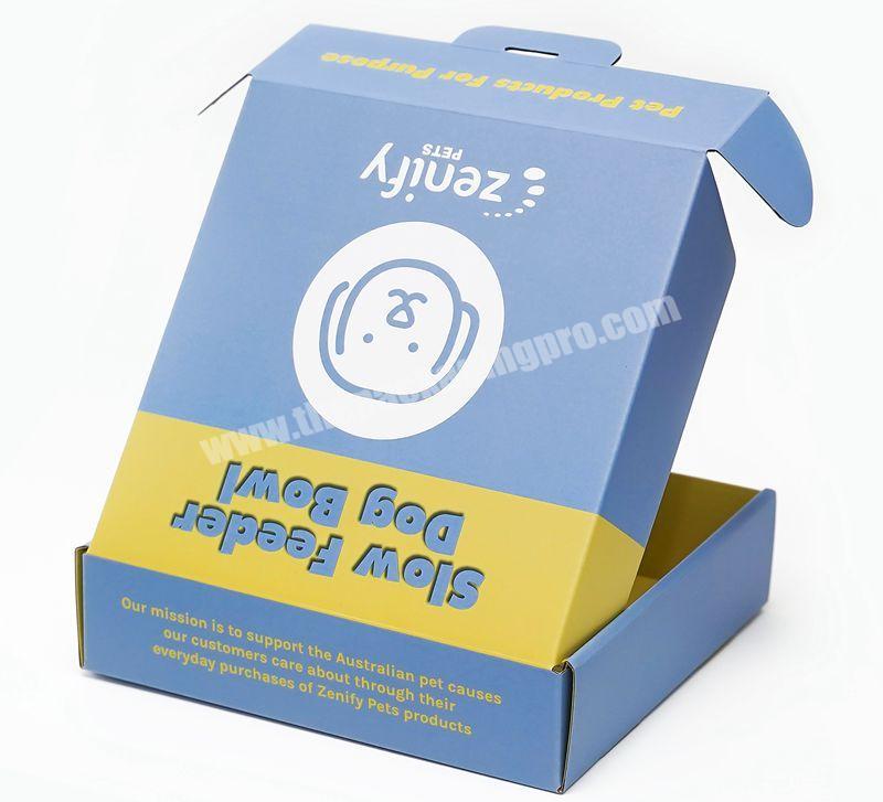 Custom printed retail cardboard corrugated mailer packing boxes with clasp dog gift recycled paper mailing packaging with tab