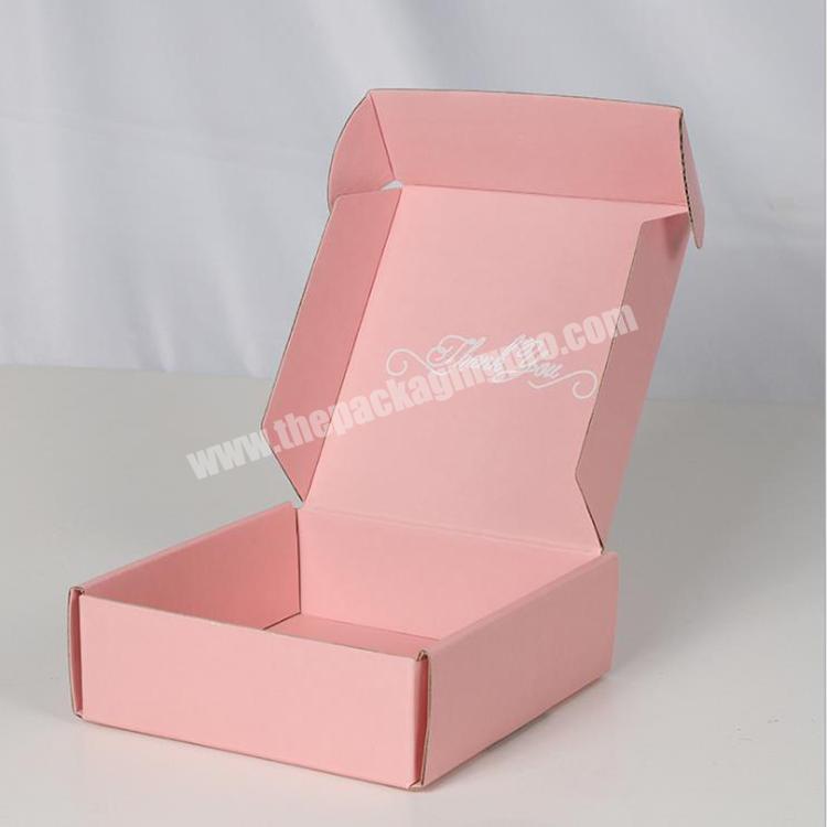 Custom recycled shipping box logo printed pink luxury corrugated folding kraft paper packaging clothing storage Box