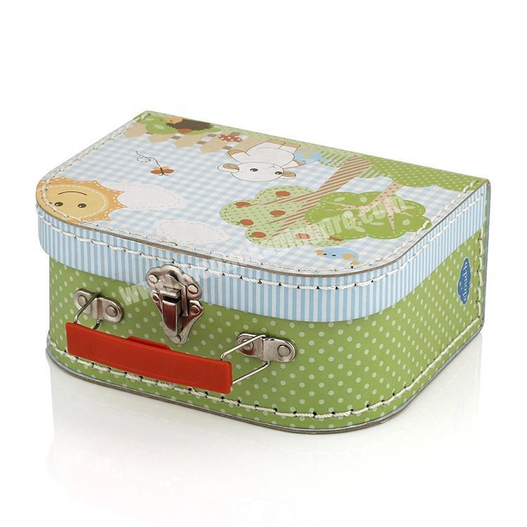Customized Decorative Small Mini Paper Cardboard Suitcase Shaped Favor Packaging Gift Box With Handle