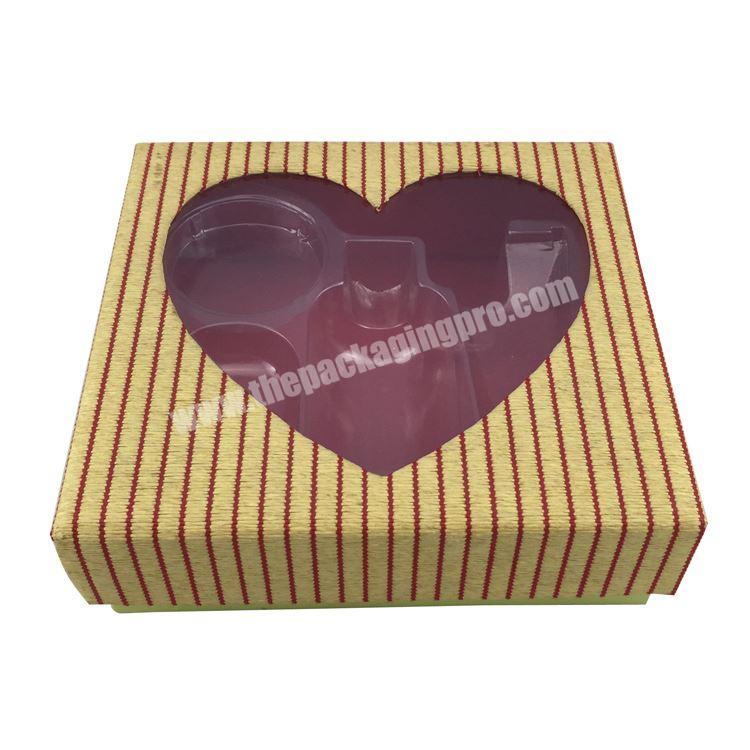 Customized lid and base Gift Display Paper Cardboard Sweet Packaging Box with window Clear Plastic PVC