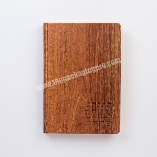 Customized wood grain paper hard cover bamboo notebook