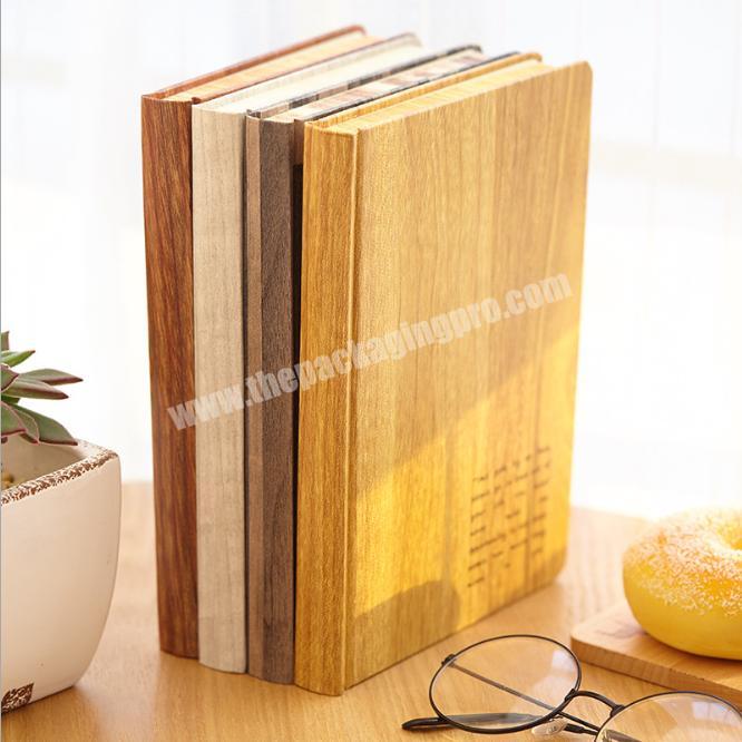 Customized wood notebook grain paper hard cover bamboo wooden notebook