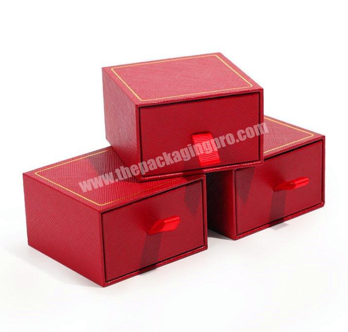 Delicate Red Eco-friendly Cardboard Paper Pull Out Sliding Drawer Boxes for Jewelry