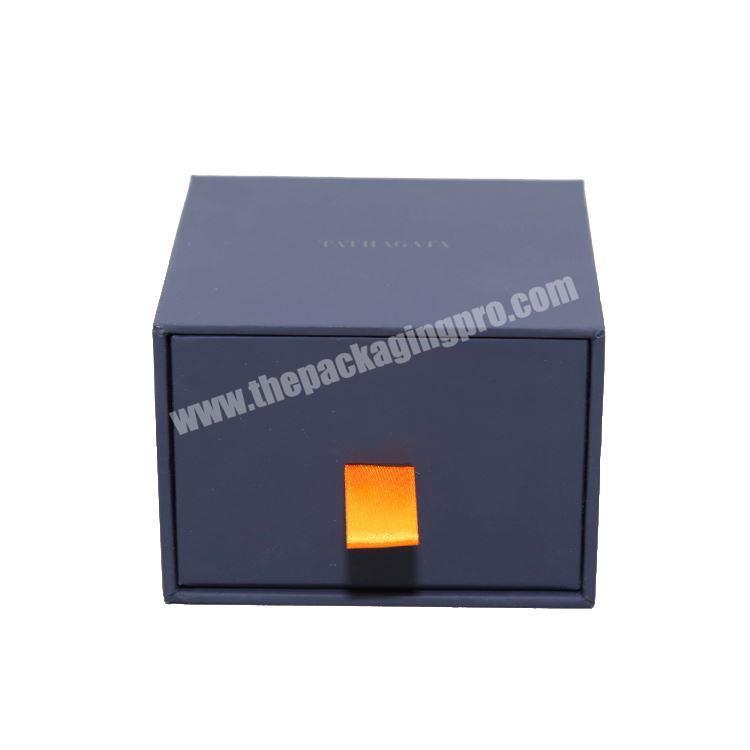 Display Foam Insert Ribbon Lid Luxury Men Black Textured Paper Cufflink Gift Box