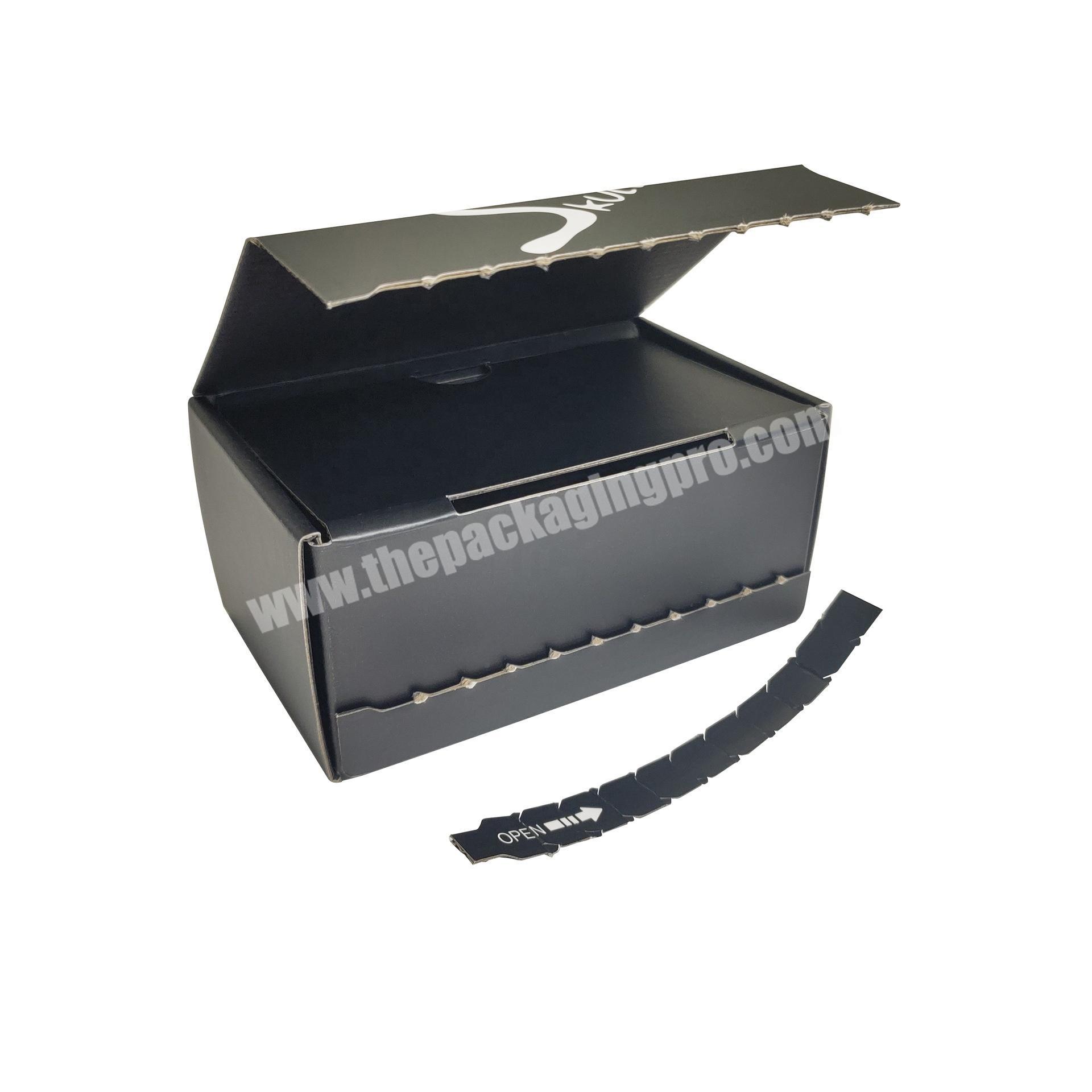 Easy to tear black color box custom zipper free carton