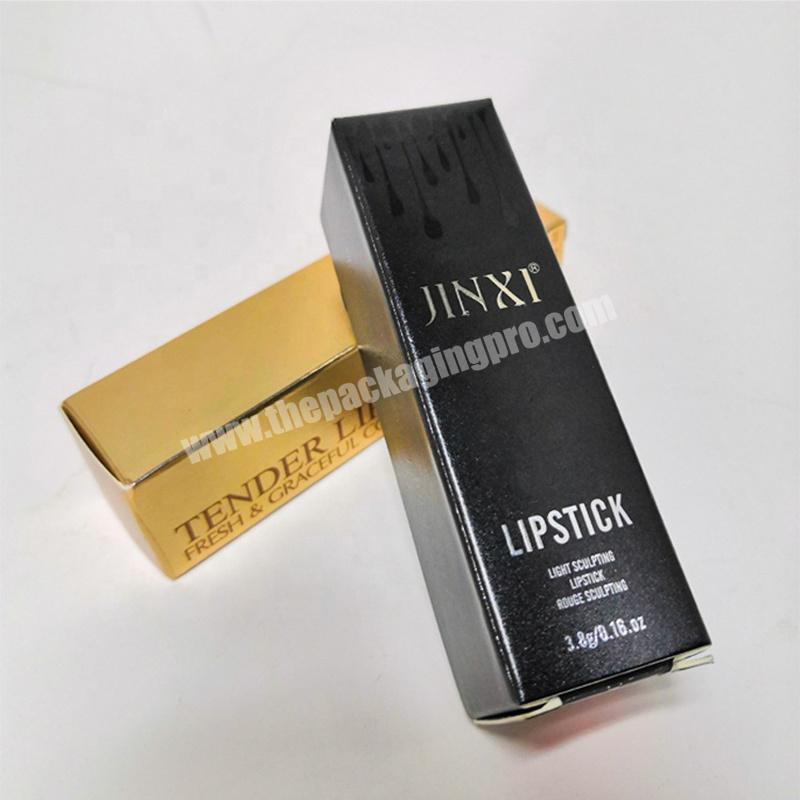 Eco Friendly Product Packaging Cosmetic Lipstick Boxes Customized Folding Gloss Black Cardboard Paper Lipgloss Box