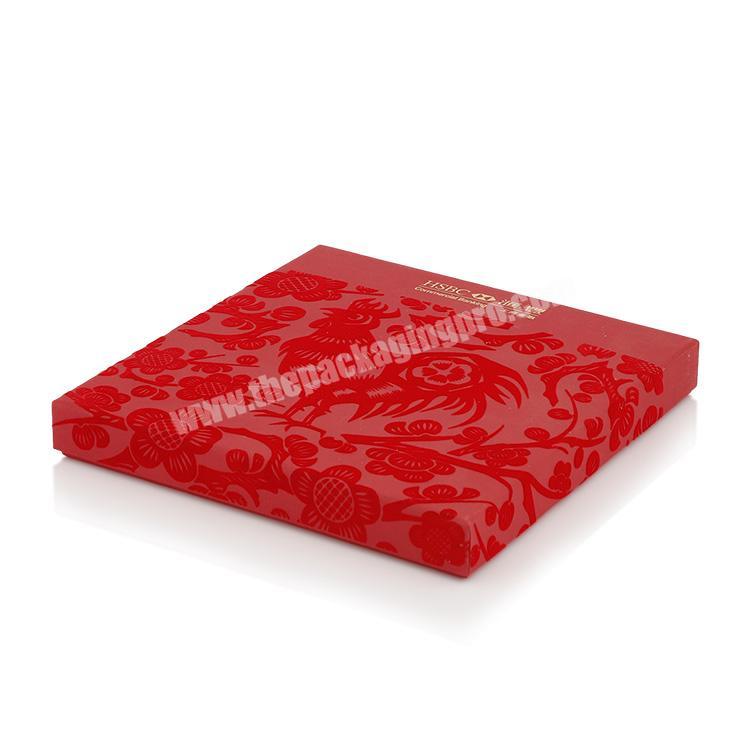 Eco-friendly Material Flocking Design Red Rectangle Empty Chocolate Gift Box