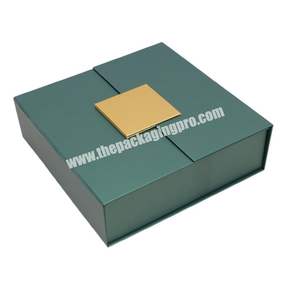 Factory Custom Black Rigid Cardboard Flat Luxury Magnetic Large Folding Storage Paper Gift Box With Ribbon