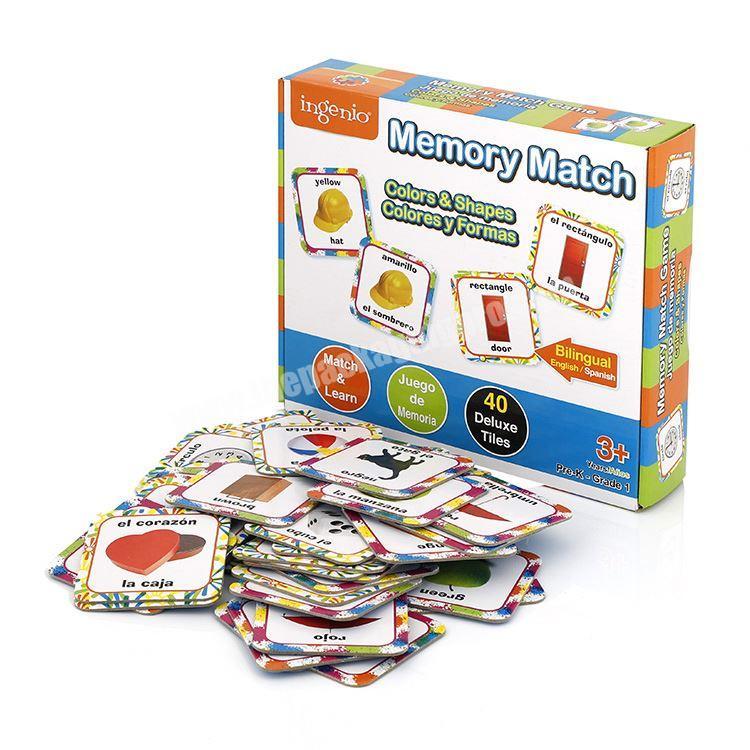 Factory paper memory match card printing early childhood educational toys children card game