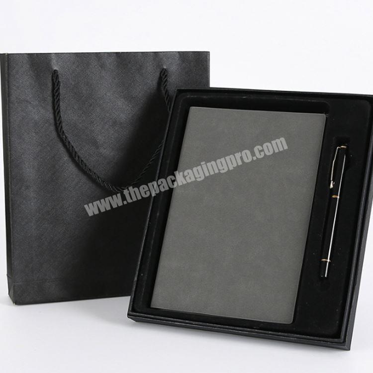 Factory price custom leather notebook with pen in gift box set