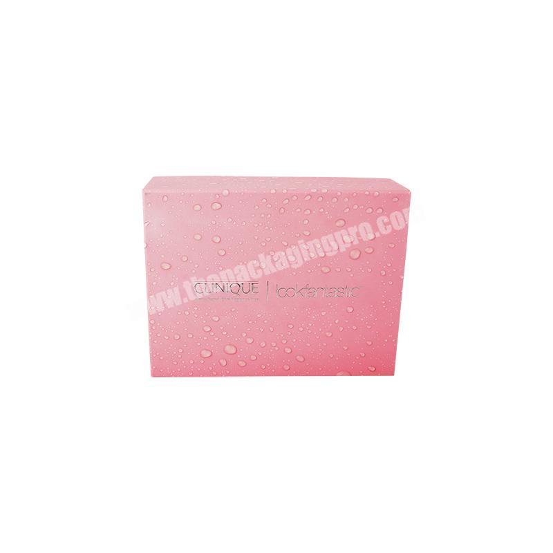 Free Design Luxury Pink Square Cosmetic Packaging Box Insert Ribbon With Lid