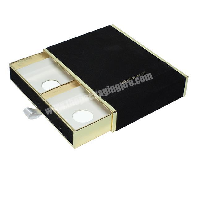 Glitter Lid Paper Cardboard Drawer Custom Logo Black Gift Packaging Boxes