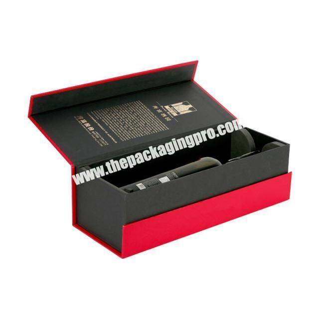 Handmade paper black magnetic custom cardboard wine box wine gift box for 2 bottle