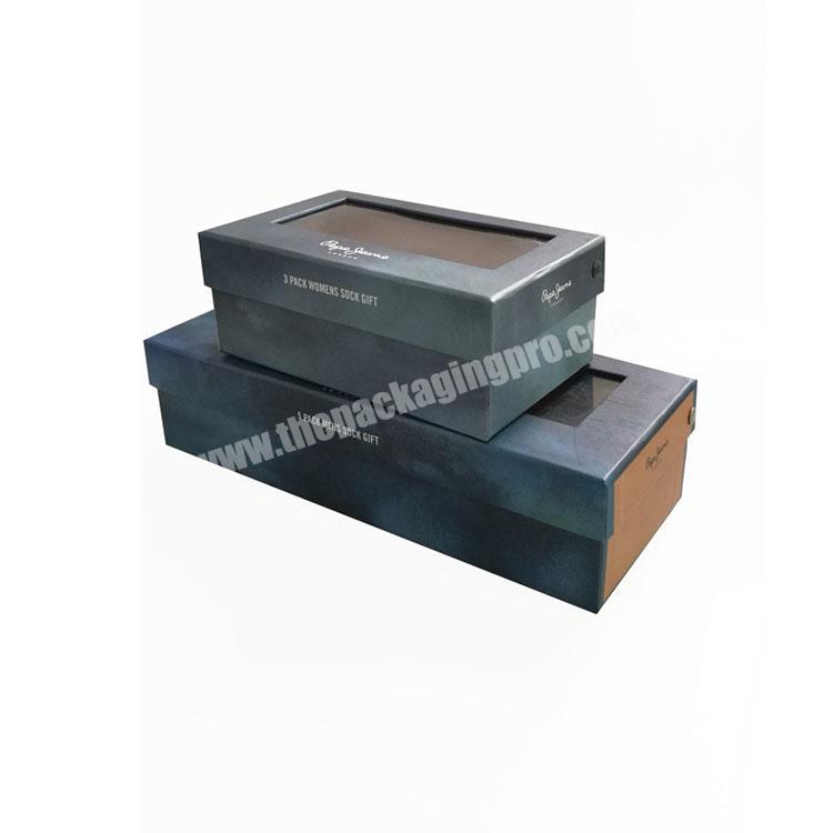 High quality  Customized Logo Kraft Paper Socks Gift Packaging Box with PVC Window