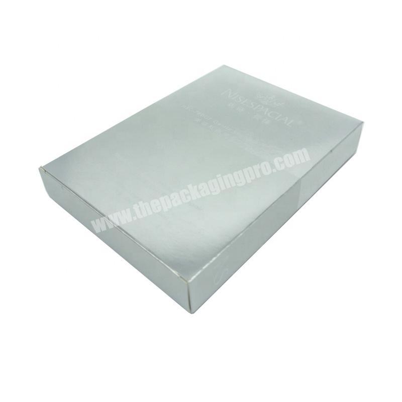 High quality Sllver foil paper Custom Foldable Cosmetic Packing Folding Printing Recycled Paper Gift Box