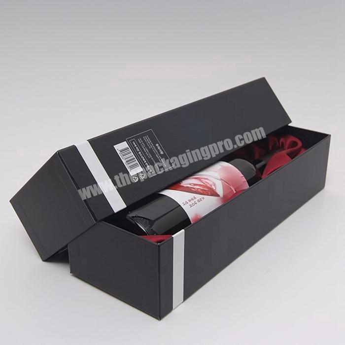Hot Stamping Luxury Black Cardboard Lid and Bottom Gift Boxes for Wine Packaging
