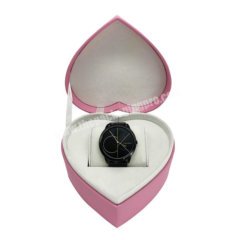Hot selling pink Pu leather heart-shaped watch box