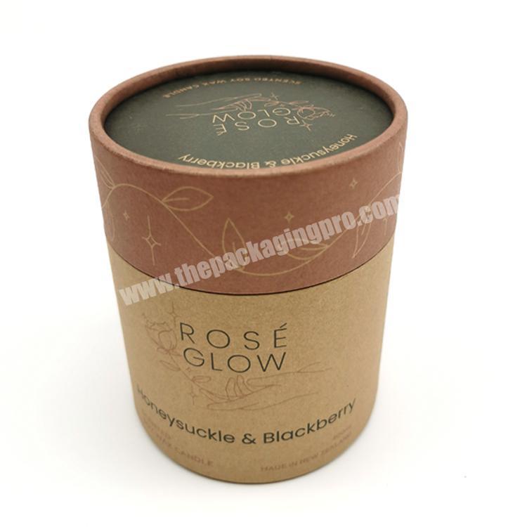 Hot selling recycled biodegradable kraft paper box CMYK printing round luxury candle box with your own logo