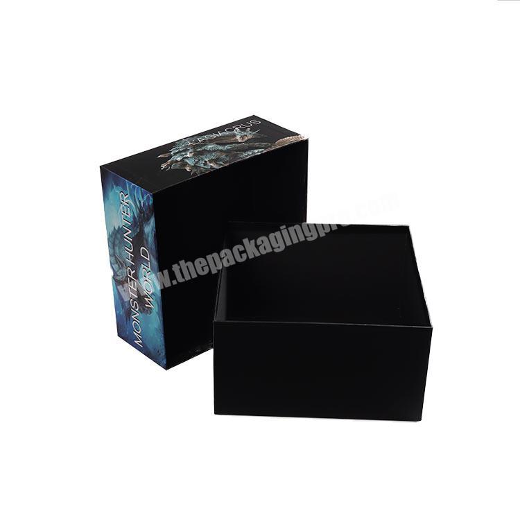Kraft Custom Made Large Fancy Square Extra Black Embossed Logo Cardboard Paper Product Packaging Rigid Gift Box With Lid