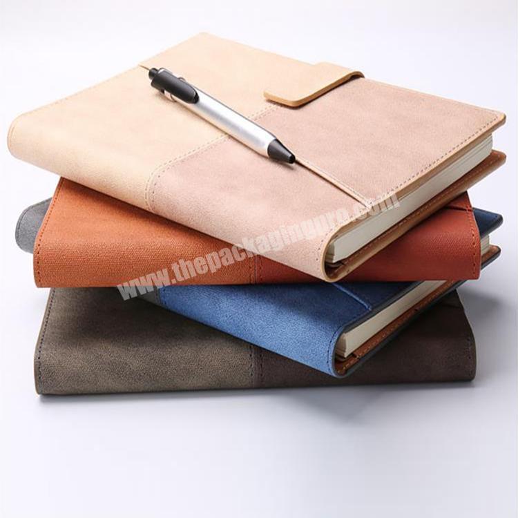 Logo Debossed Personalized Velvet Cover A5 Leather School Journal Custom Printing Notebook with Pen