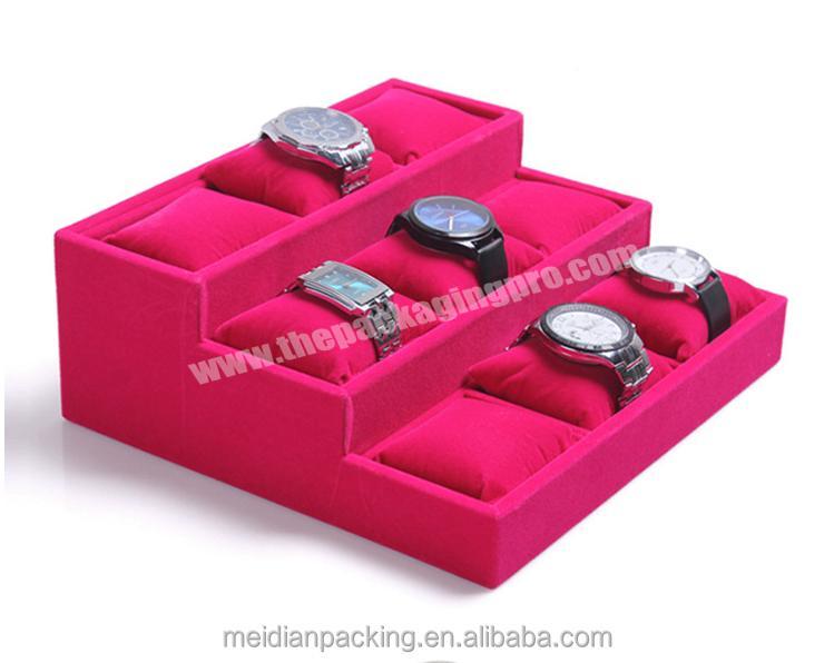 Luxury 3 Layer Velvet Wrist Watch Display Stand
