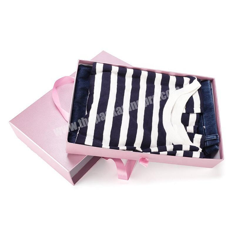 Luxury Bikini Cardboard Box and Bag Clothing T-shirt Packaging Gift Lingerie Paper Box with Ribbon Closure