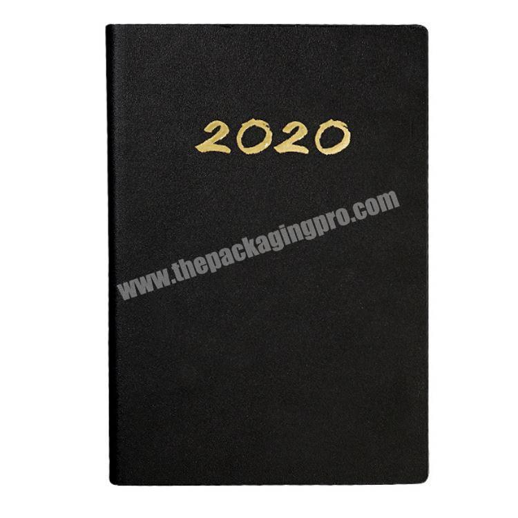Luxury Business Custom Logo Printed 2020 Embossed Soft Black PU Leather Notebook