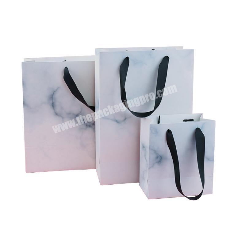 Luxury Custom Hot Stamping Logo Rose Gold Gift Packaging Marble Paper Bag