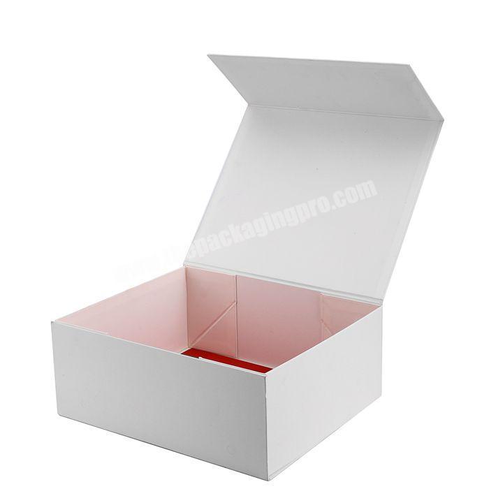 Luxury Flat Pack Folding Cardboard Paper White Box Magnetic Closures Gift Foldable Packaging Box Custom Logo