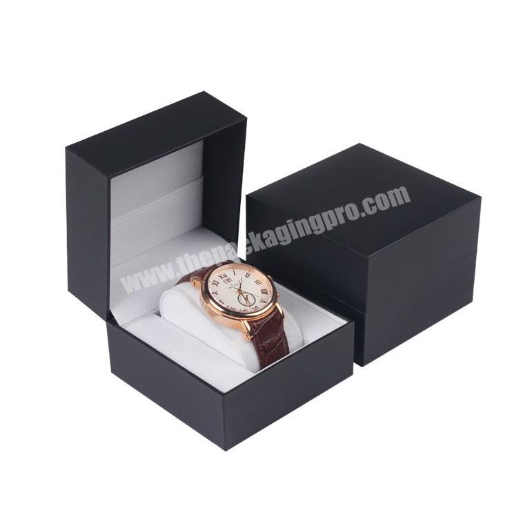 Luxury OEM Design Color Printed Single Watch Boxes Plastic Box Wrapped Leatherette Paper Watch Storage Box