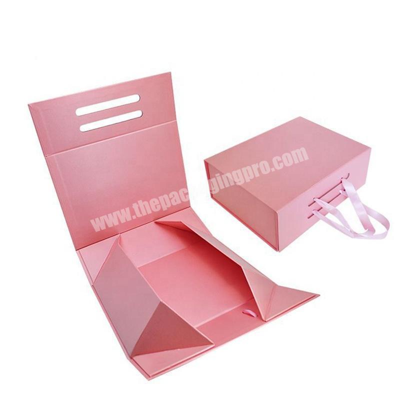 Luxury Pink Magnetic Foam Gift Box for Dress Book Magnetic Closed Box with Ribbon Handle