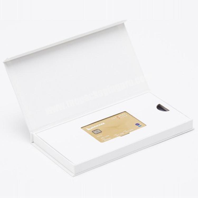 Luxury Rigid Paper Flip Gift Business Card Packaging Custom Print Cardboard Clamshell Credit VIP Card Box