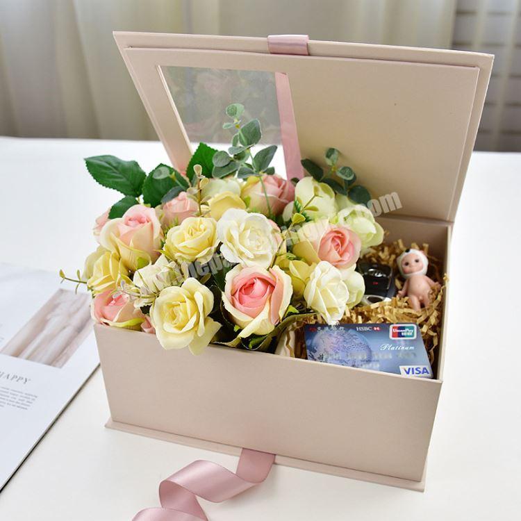 Luxury Rose Gold Gift Box Flower Square Paper for roses packaging