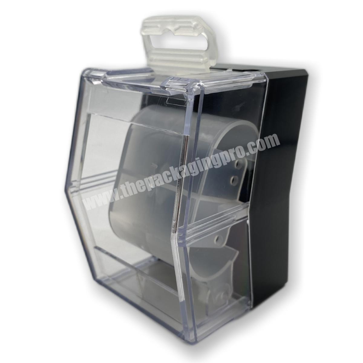 Micro V-shaped Black Transparent  Watch Box Wholesale Plastic Watch Packaging Box
