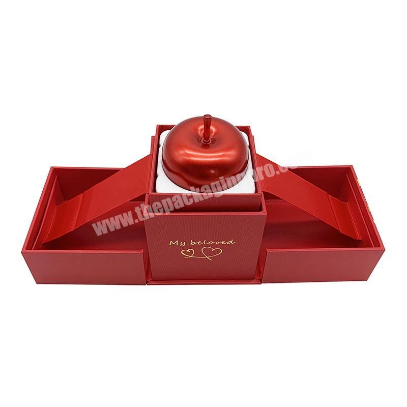 New Design Red Double Open Door Leatherette Decorative Jewelry Box Multifunction Jewelry Box Antique Jewelry Box