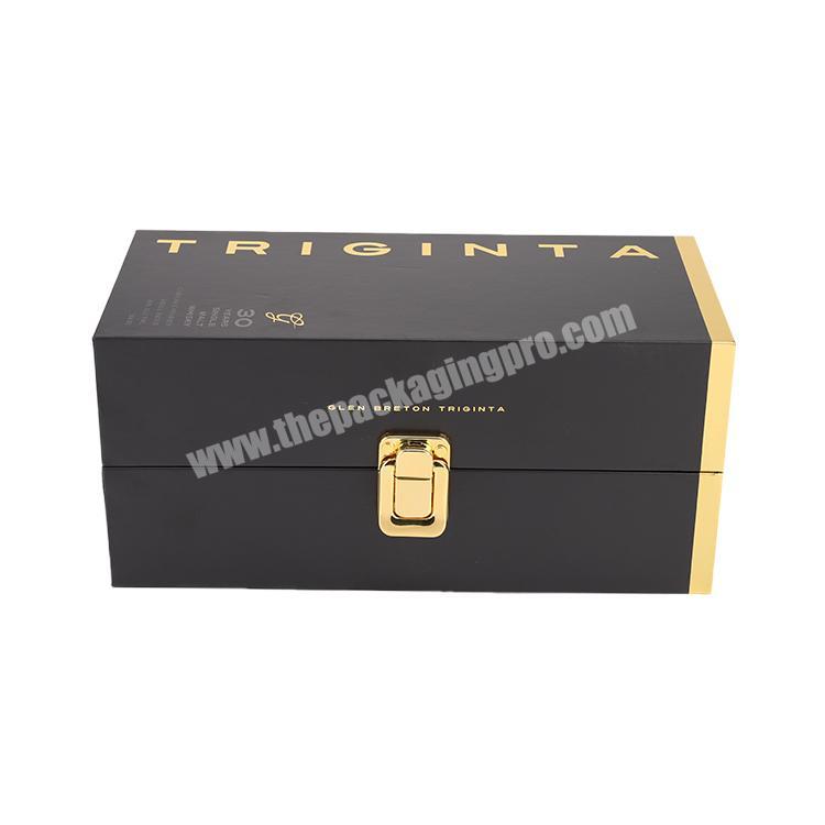 New Golden Lock Design Printing And Packaging Luxury Black Rigid Gift Watch Paper Boxes With Lid