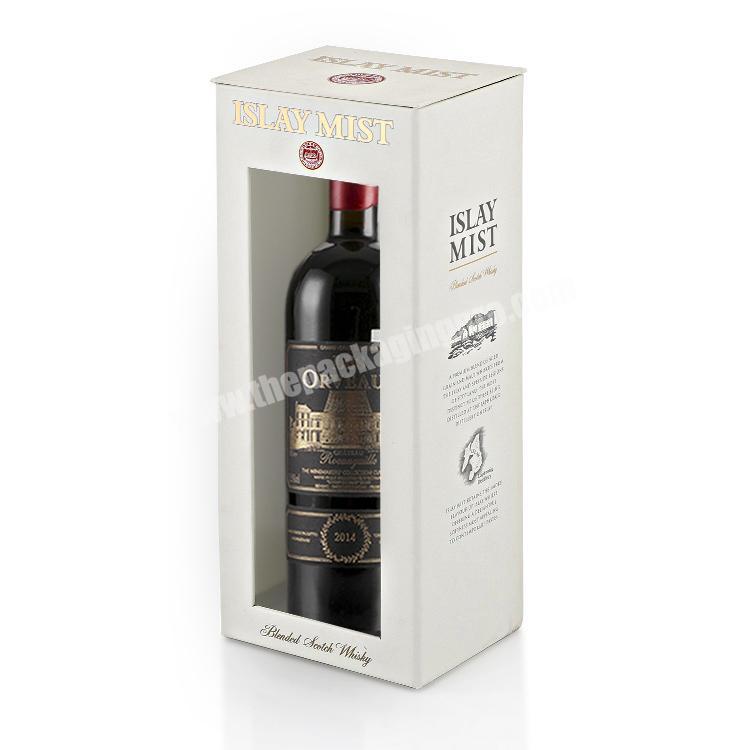 New pattern luxury printed single bottle win boxes with tinplate bottom and handle for champagne and whisky paper wine tubes