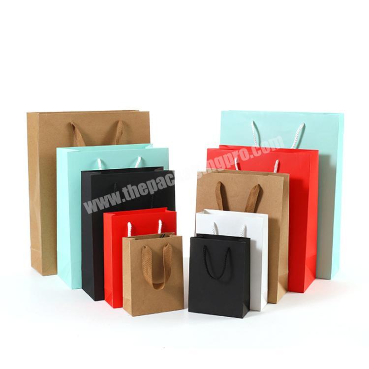 OEM Custom designer Printed White Black Brown Kraft Paper Bag With Ribbon Handles