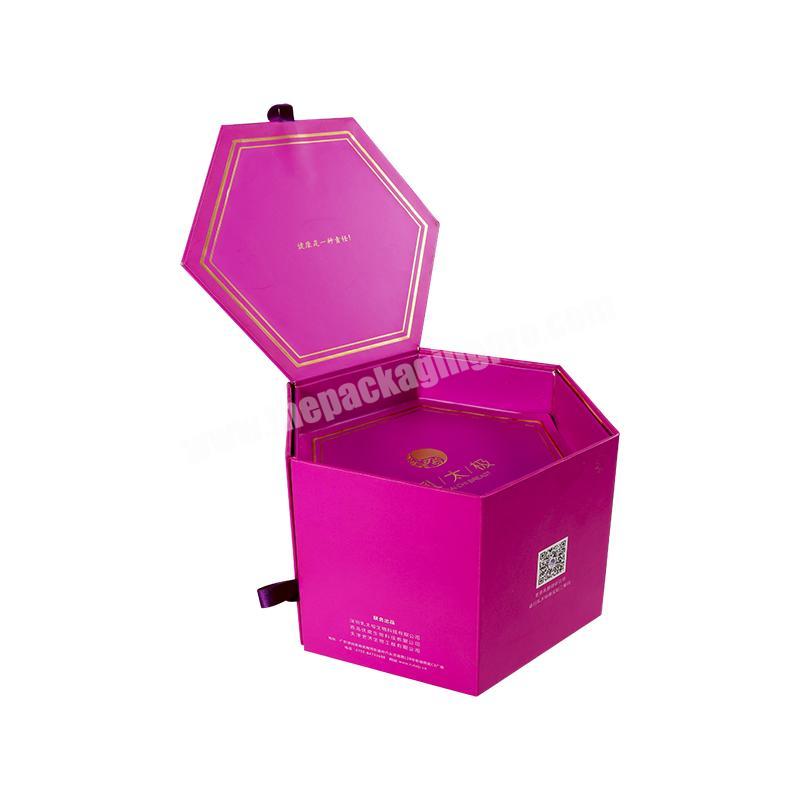 Packaging Handle Tall Cosmetic Paper Hexagonal Foldable Eyelash Hexagon Cardboard Gift Box