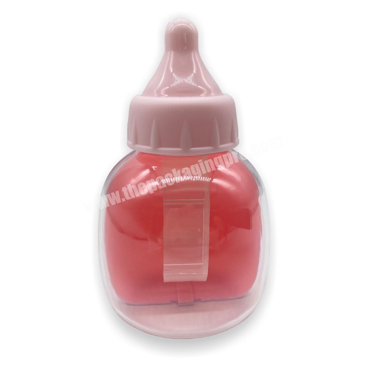 Pink Transparent Feeding-Bottle Shape Creative Plastic Watch Box
