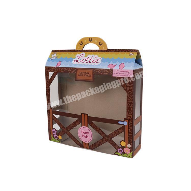 Recyclable Paperboard Handmade HouseShape Foldable Toy Kids Gift Box Packaging With PVC Window